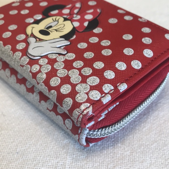 Disney Parks Minnie Mouse wallet coin purse with bow zipper pull EUC - Picture 7 of 9
